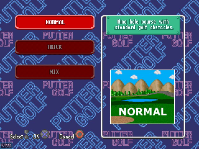 Menu screen of the game Putter Golf on Sony Playstation