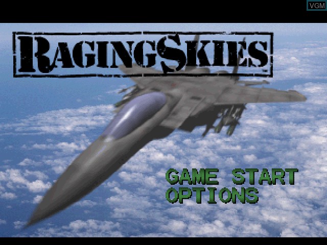Menu screen of the game Raging Skies on Sony Playstation