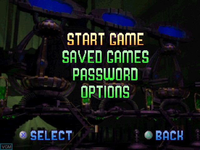 Menu screen of the game Rampage Through Time on Sony Playstation