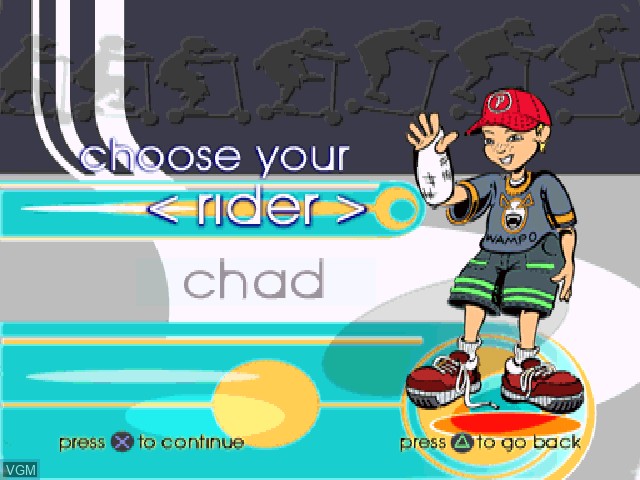 Menu screen of the game Razor Freestyle Scooter on Sony Playstation