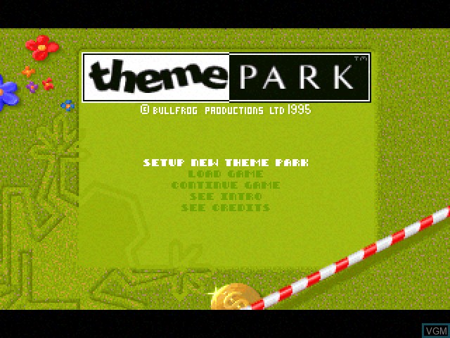 Menu screen of the game Theme Park on Sony Playstation