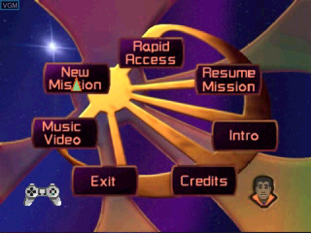 Menu screen of the game Timeless Math 5 - Space Flight Rescue on Sony Playstation