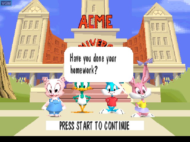 Menu screen of the game Tiny Toon Adventures - Plucky's Big Adventure on Sony Playstation