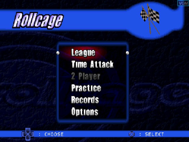 Menu screen of the game Rollcage on Sony Playstation