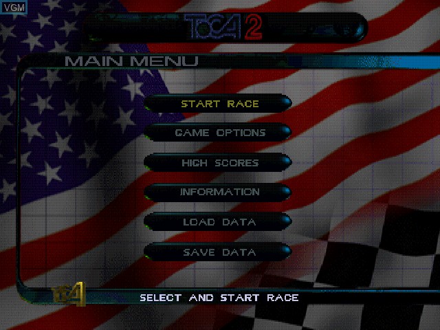 Menu screen of the game TOCA 2 - Touring Cars on Sony Playstation