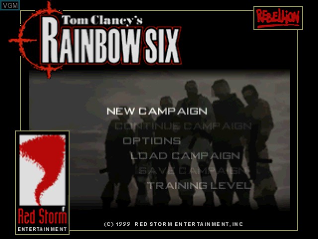 Menu screen of the game Tom Clancy's Rainbow Six on Sony Playstation