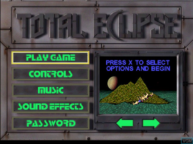 Menu screen of the game Total Eclipse Turbo on Sony Playstation