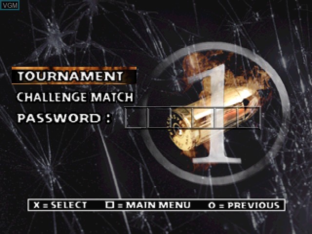 Menu screen of the game Twisted Metal 2 on Sony Playstation