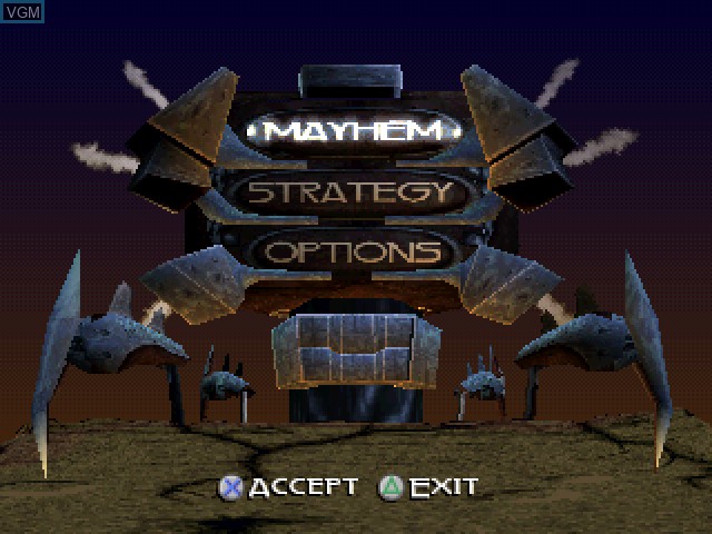 Menu screen of the game Unholy War, The on Sony Playstation