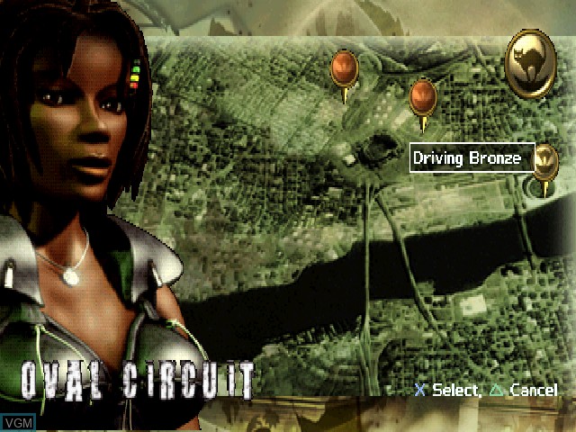 Menu screen of the game Urban Chaos on Sony Playstation