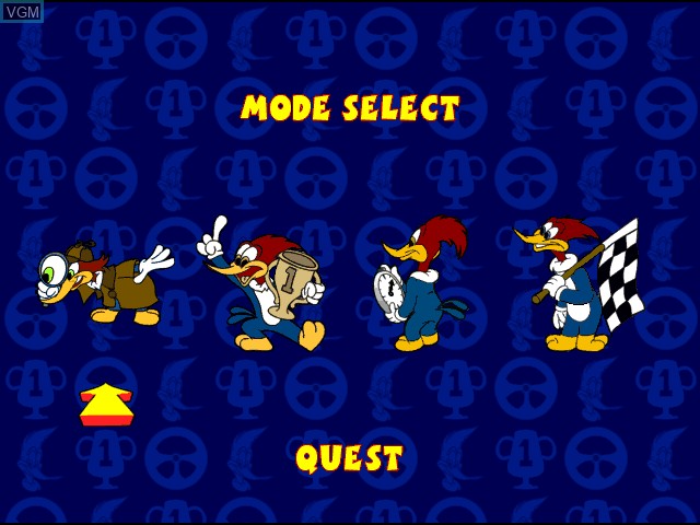 Menu screen of the game Woody Woodpecker Racing on Sony Playstation