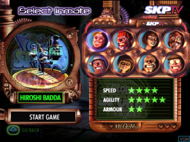 Menu screen of the game Aironauts on Sony Playstation