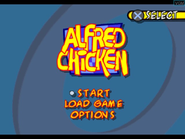 Menu screen of the game Alfred Chicken on Sony Playstation