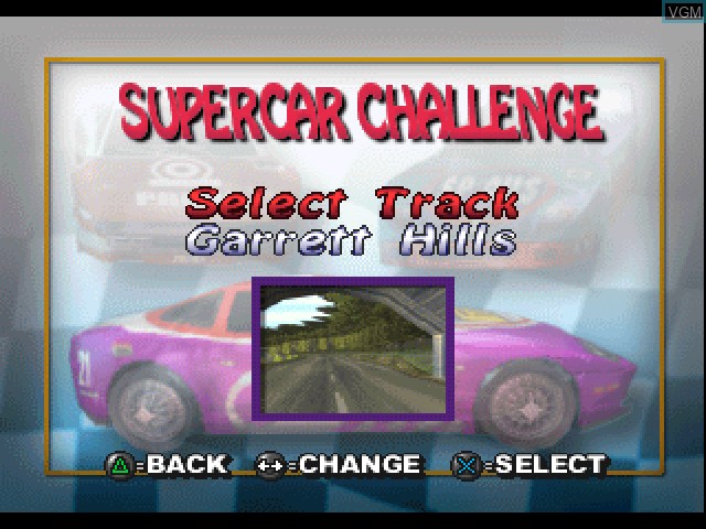 Menu screen of the game All Star Racing on Sony Playstation