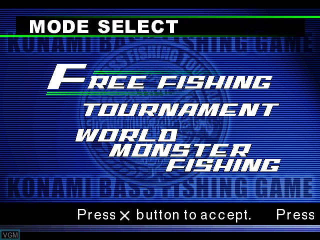 Menu screen of the game Big Ol' Bass 2 on Sony Playstation