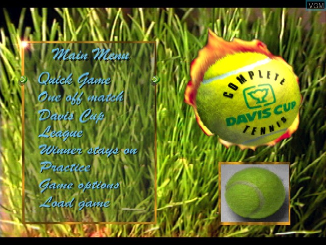 Menu screen of the game Davis Cup Complete Tennis on Sony Playstation