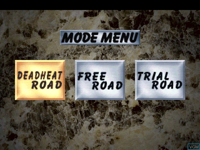 Menu screen of the game Deadheat Road on Sony Playstation