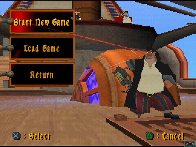 Menu screen of the game Treasure Planet on Sony Playstation