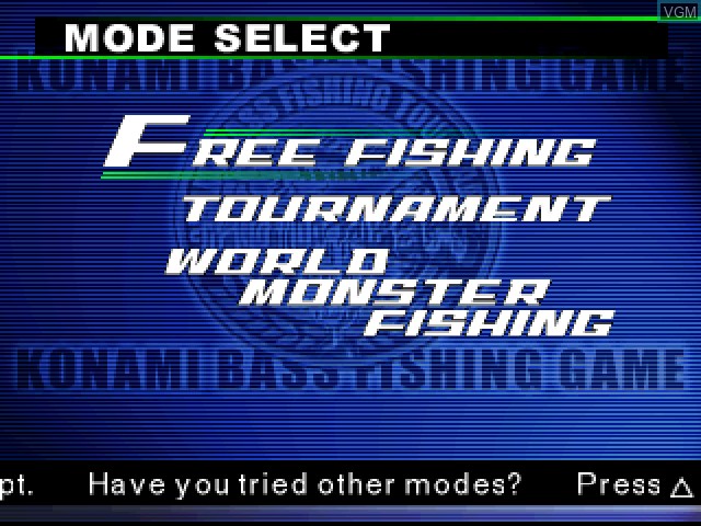 Menu screen of the game Fisherman's Bait 3 on Sony Playstation