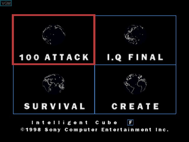 Menu screen of the game I.Q. Final on Sony Playstation