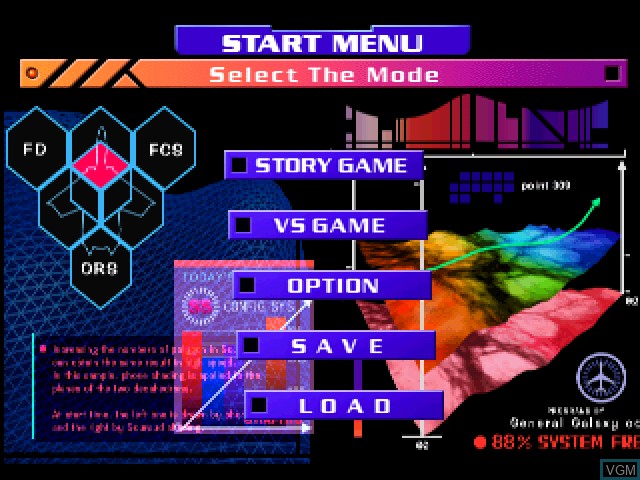Menu screen of the game Macross Plus Game Edition on Sony Playstation