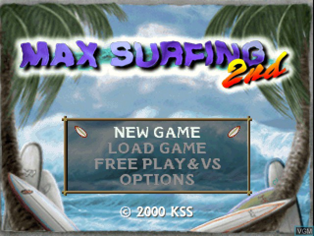 Menu screen of the game Max Surfing 2nd on Sony Playstation