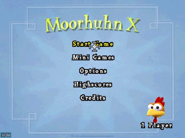 Menu screen of the game Moorhuhn X on Sony Playstation
