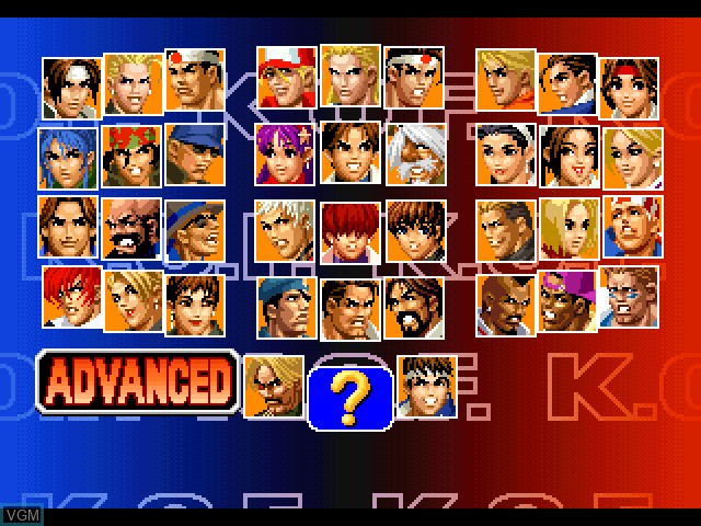 Menu screen of the game King of Fighters '98, The - Dream Match Never Ends on Sony Playstation