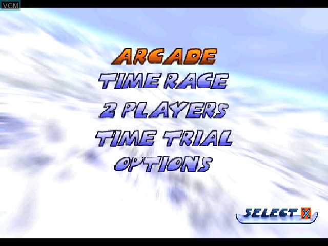 Menu screen of the game Extreme Snow Break on Sony Playstation