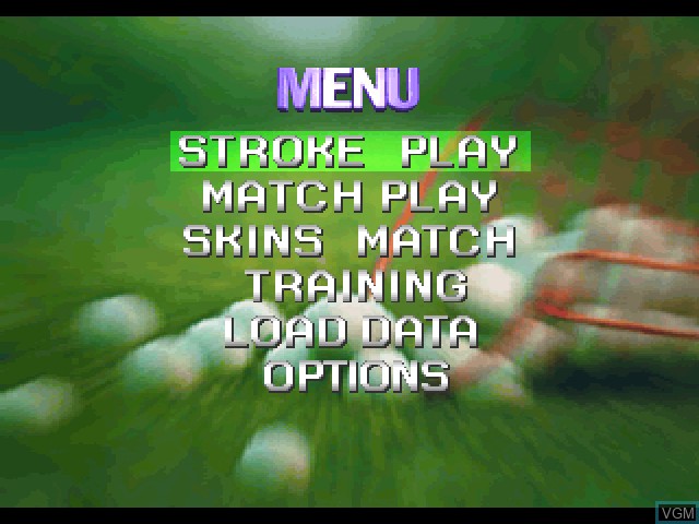 Menu screen of the game Konami Open Golf on Sony Playstation