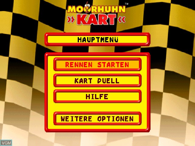 Menu screen of the game Moorhuhn Kart on Sony Playstation