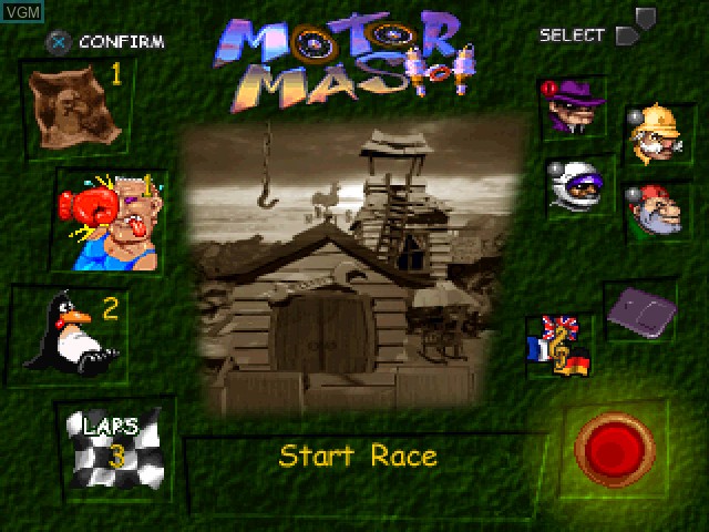 Menu screen of the game Motor Mash on Sony Playstation