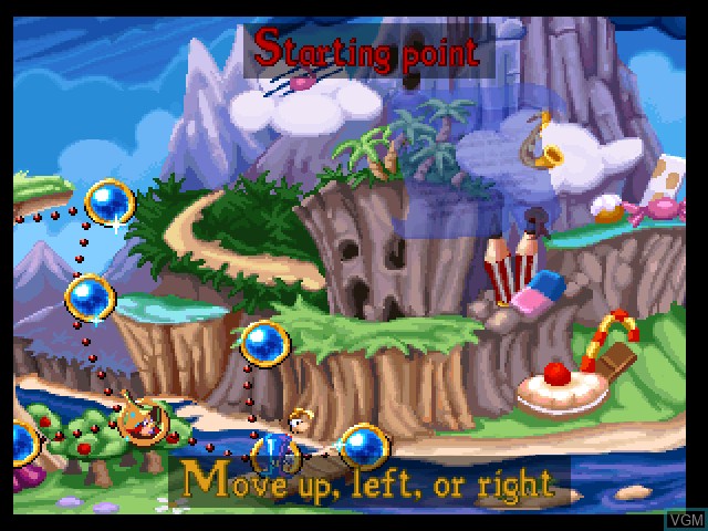 Menu screen of the game Rayman Junior - Level 2 on Sony Playstation