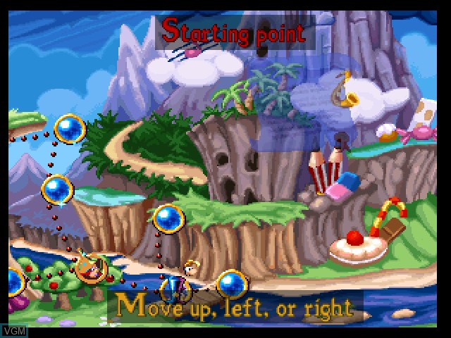 Menu screen of the game Rayman Junior - Level 3 on Sony Playstation