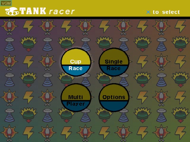 Menu screen of the game Tank Racer on Sony Playstation