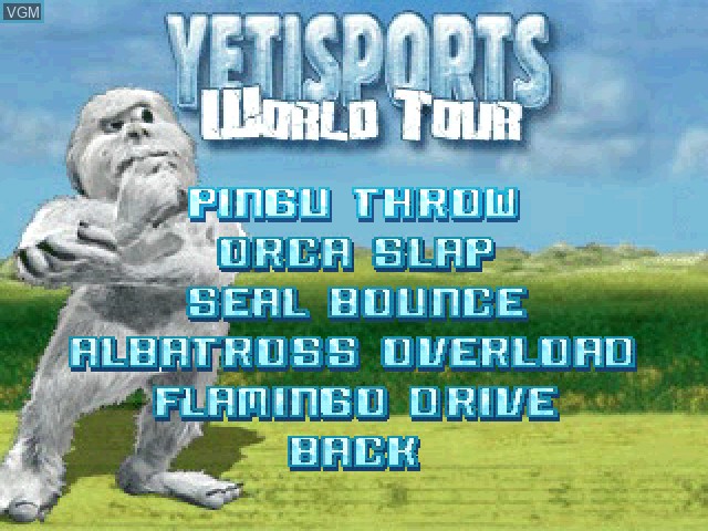 Menu screen of the game Yetisports World Tour on Sony Playstation