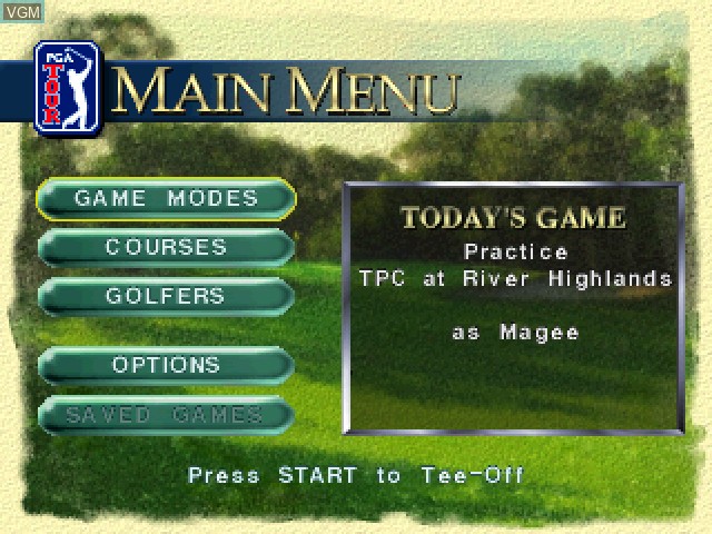 Menu screen of the game PGA Tour 96 on Sony Playstation
