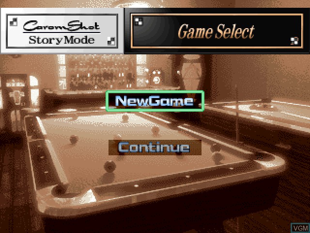 Menu screen of the game Carom Shot on Sony Playstation