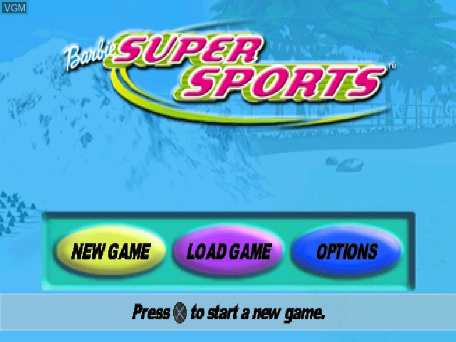 Menu screen of the game Barbie Super Sports on Sony Playstation