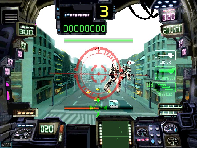 Menu screen of the game Omega Assault on Sony Playstation