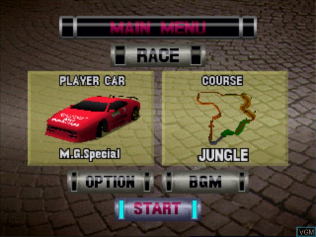 Menu screen of the game Racingroovy VS on Sony Playstation
