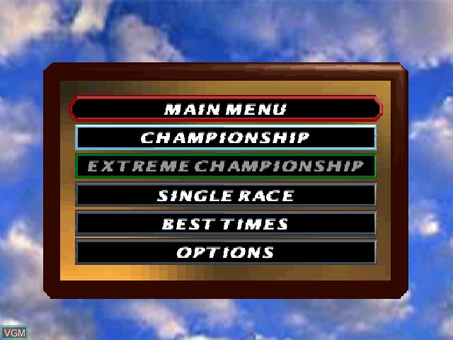 Menu screen of the game Plane Crazy on Sony Playstation