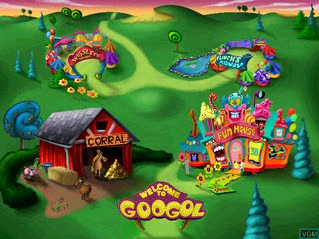 Menu screen of the game Secret of Googol 4, The - The Googol Counting Fair - Corral - Fun House on Sony Playstation