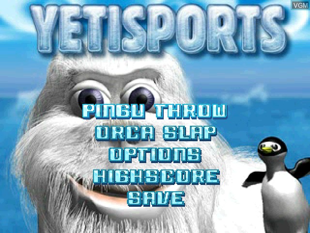 Menu screen of the game Yetisports Deluxe on Sony Playstation