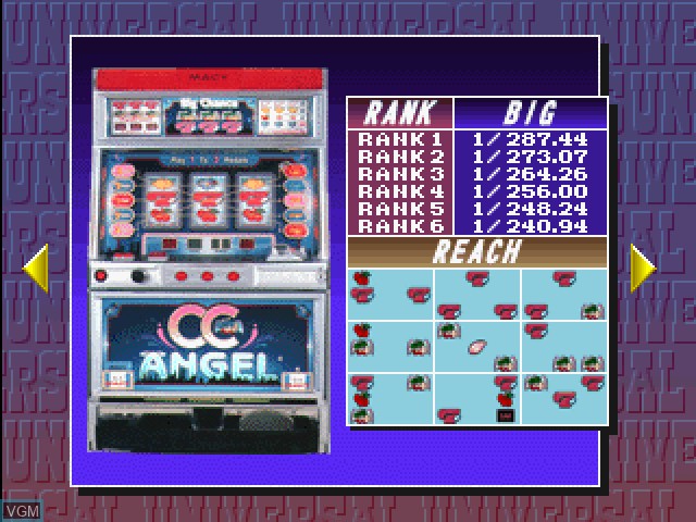 Menu screen of the game Pachi-Slot Kanzen Kouryaku - Universal Koushiki Gaido Volume 1 on Sony Playstation