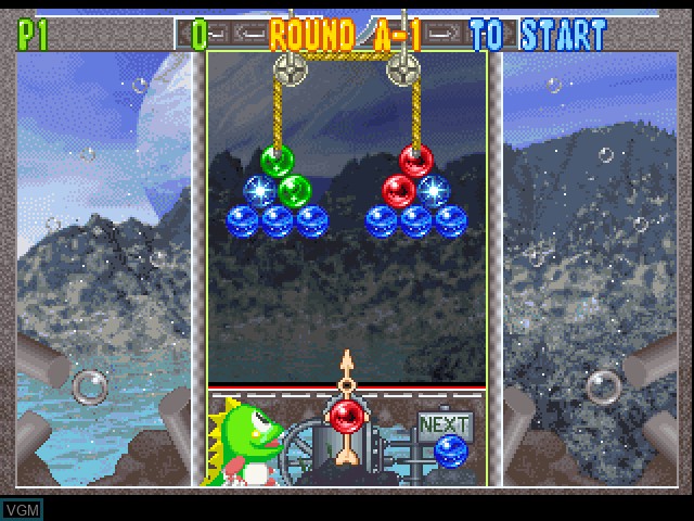 In-game screen of the game Bust-A-Move 4 on Sony Playstation