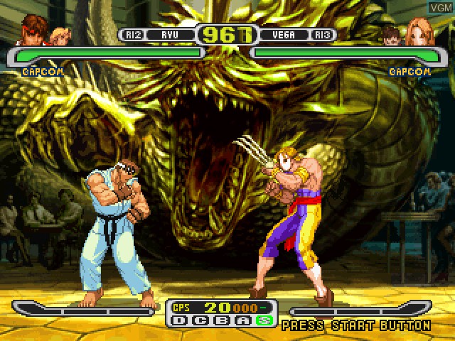 In-game screen of the game Capcom vs. SNK Pro on Sony Playstation