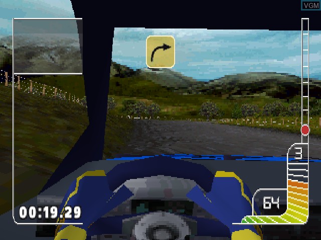 In-game screen of the game Colin McRae Rally on Sony Playstation