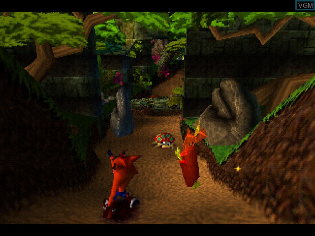 In-game screen of the game Crash Bandicoot on Sony Playstation