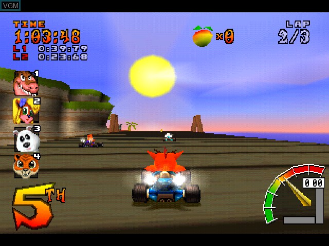 In-game screen of the game Crash Team Racing on Sony Playstation
